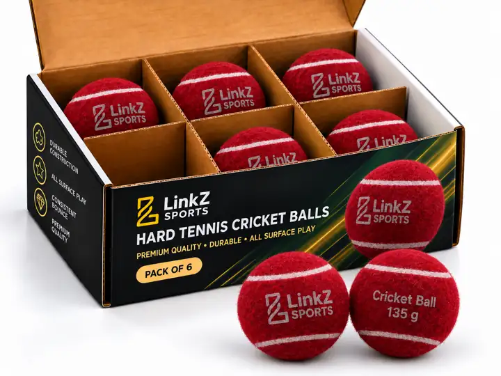 Hard Tennis Cricket Balls — Pack of 6